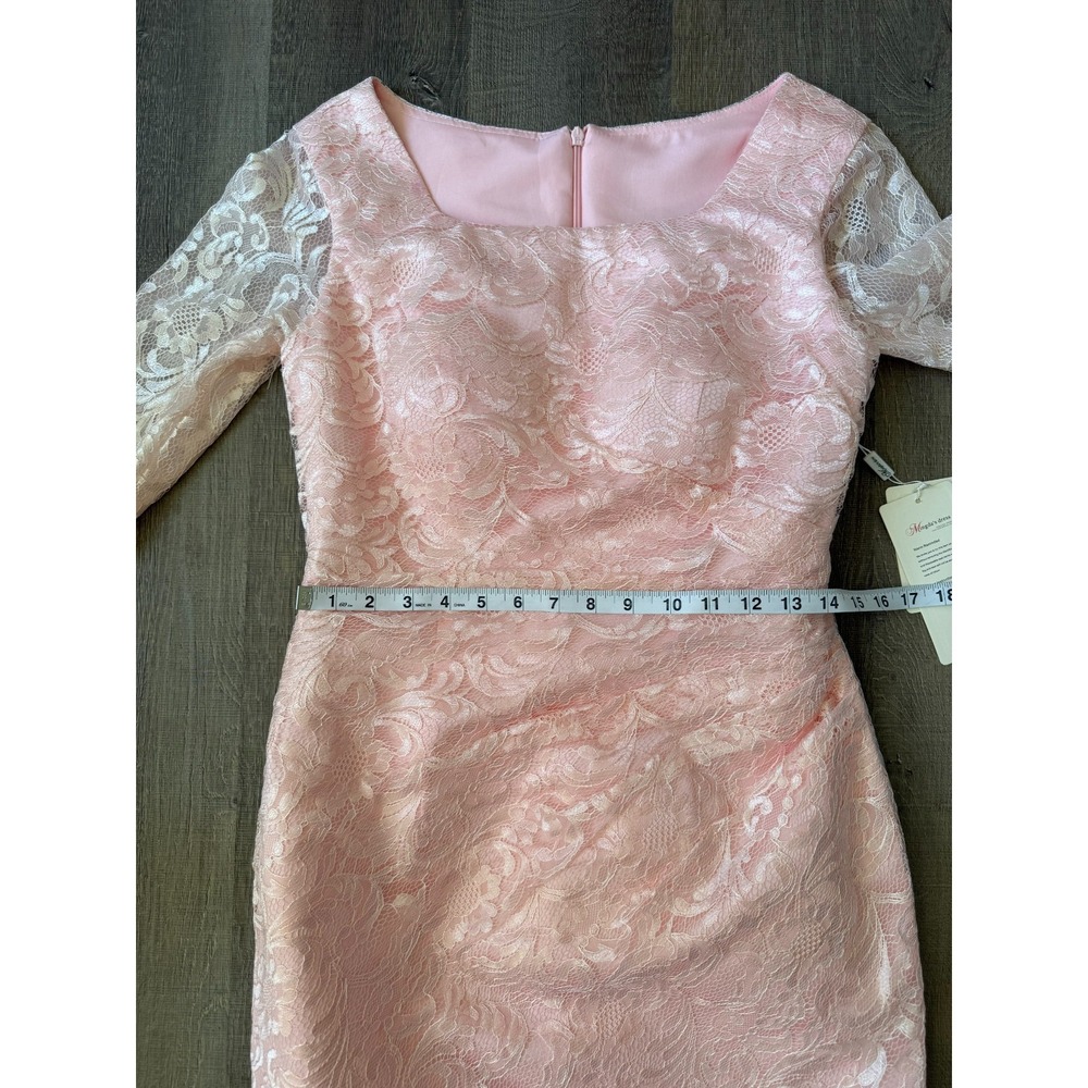 Mingda's Dress Womens Size M Pink Lace Sheath Midi Ruched Elegant Party Wedding - Picture 6 of 14